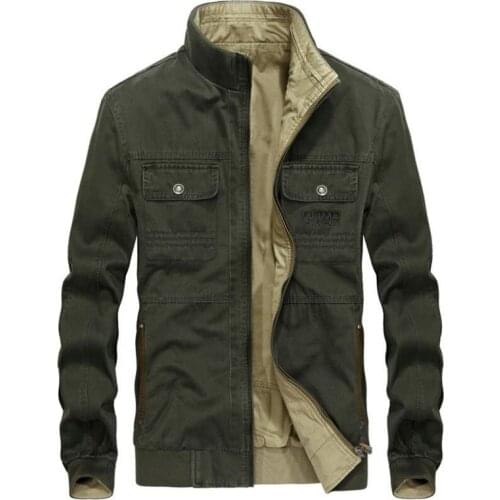 Double-sided Wear Autumn Jacket Men Stand Collar Rib Sleeve Many Pockets Coat Men Big Size M-3XL Jaqueta Masculina Men Jackets