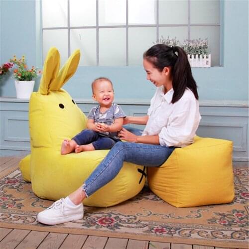 Fancytrader Lazy Rabbit BeanBag Toys for Children Particle Filling Cute Stuffed Bunny Kids Sofa Chair Doll 6 Colors 2 Sizes