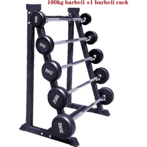 Gym fixed barbell straight bar curved bar rubberized barbell aerobics barbell set integrated fixed weight lifting barbell