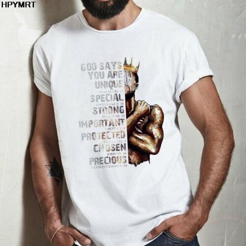 Summer God Says You Are Unique Black Man Graphics Print Tshirt Male Fashion Casual Tee Tops T-shirts Men Harajuku Tshirt Clothes