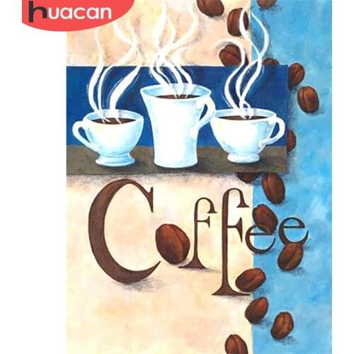 HUACAN 5D DIY Diamond Embroidery Coffee Full Drill Cross Stitch Handicraft Diamond Painting Cartoon Wall Decor New Arrival