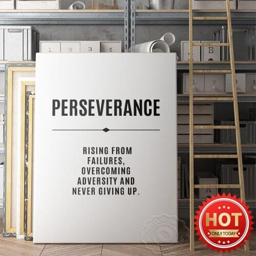 Perseverance Text Decor Painting Poster, Office Entrepreneur Modern Inspirational Text Art Prints, Nordic Style Art Wall Picture