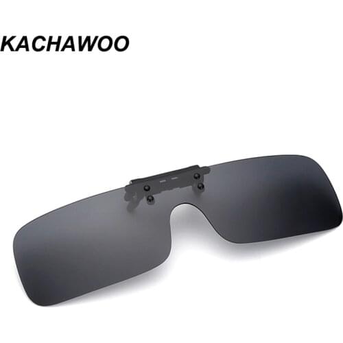 Kachawoo wholesale 12pcs unisex polarized clip on sunglasses men polarized one piece lens black clip on sun glasses women UV400