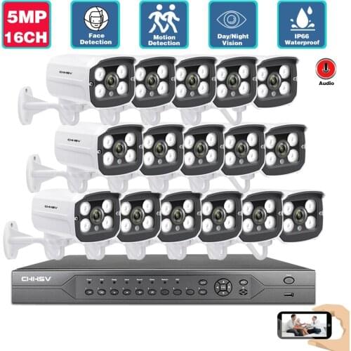 16 Channel POE CCTV Camera Security System Kit 16ch 5MP 8CH NVR Kit 4K Outdoor Night Vision IP Camera Video Surveillance System