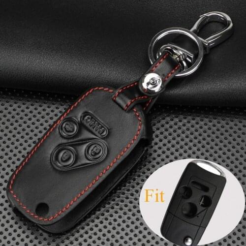 Kutery 4 Buttons Leather Remote Car Key Case Cover For Honda Accord Civic Pilot CR-V Car Key Styling Accessories