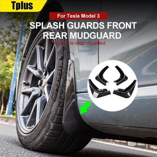 Model 3 4-piece Fender For Tesla Model 3 2021 Front Wheel Fender Splash Car Protective Gear Carbon Fiber ABS Accessories
