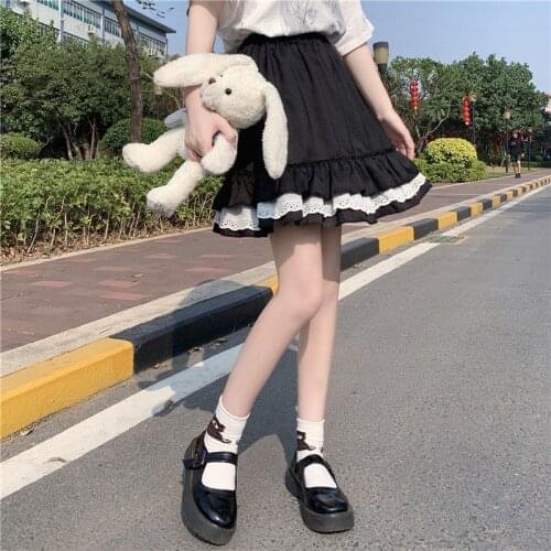 Summer Sweet Cake Skirt Women Japanese School Girl Cute Short Tiered Skirt High Waist Ruffled Vintage Kawaii Mini Pleated Skirts