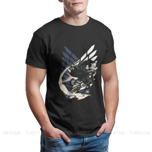 Levi Newest TShirts Attack On Titan SnK Eren Mikasa Anime Men Graphic Pure Cotton Tops T Shirt Round Neck Oversized