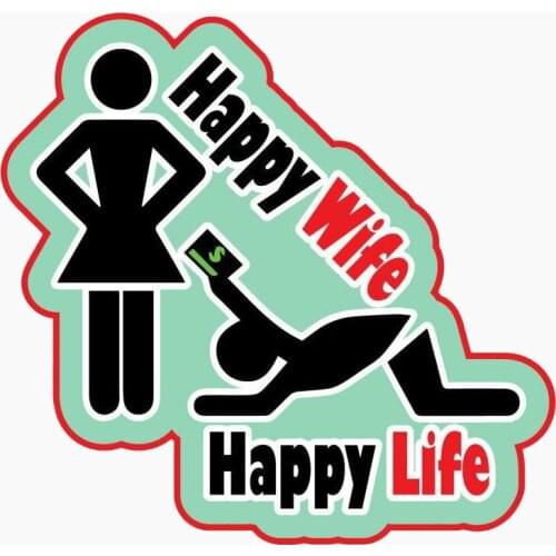Hot Sell Creative HAPPY WIFE HAPPY LIFE The Tail of The Car Sticker Window High Quality Vinyl Anti-UV PVC