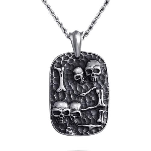Cast military card skull pendant Punk wind rock mens jewelry