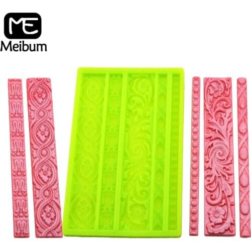 Meibum Twisted Rope Pattern Relief Fondant Cake Mold Paste Sugar Craft Chocolate Pastry Border Decorate Mould Biscuit Baking Pan