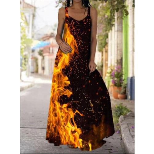 Fashion Style Vintage Printing Women Sundress 2021 Summer V-neck Sleeveless Long Dress Elegant Ladies Maxi Dresses Plus Size 5XL