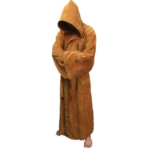 Men Winter Long Thick Flannel Robe Male With Hooded Star Wars Dressing Gown Jedi Empire Mens Bathrobe Mens Bath Robe