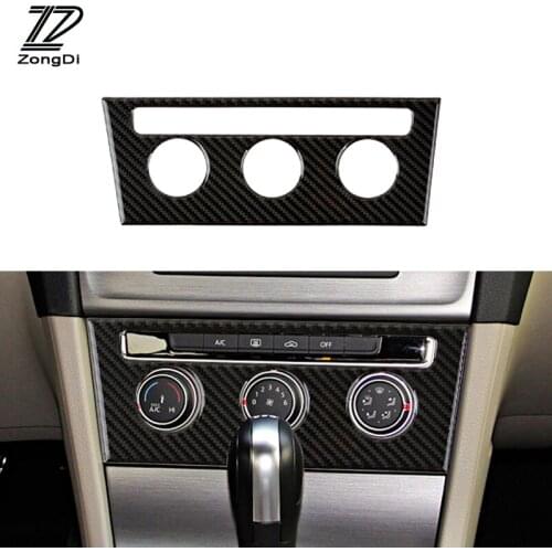 ZD Carbon Fiber Consle AC Switch Trim Stickers For Volkswagen VW Golf 7 GTI R GTE GTD MK7 2013-2016 2017 LHD Auto Accessories