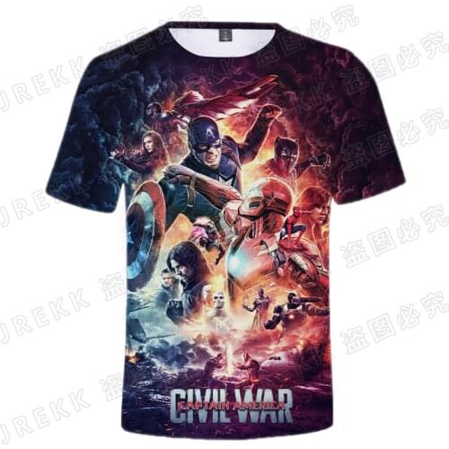2021 New Fashion T-shirts Man Summer Short Sleeve Children Tee Shirts Marvels The Avengers 3D Printed Women Clothes