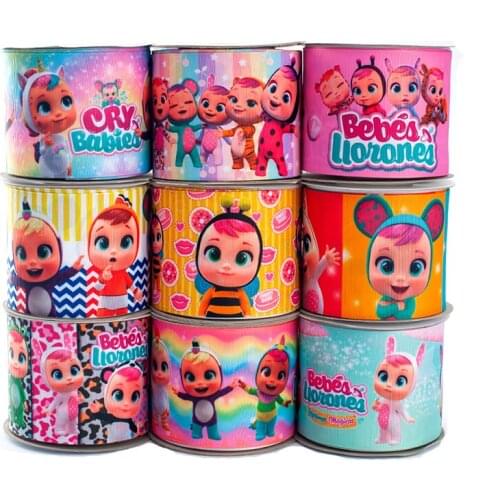 New 50 Yards cute dolls Cartoon pattern Printed Grosgrain,satin Ribbon DIY