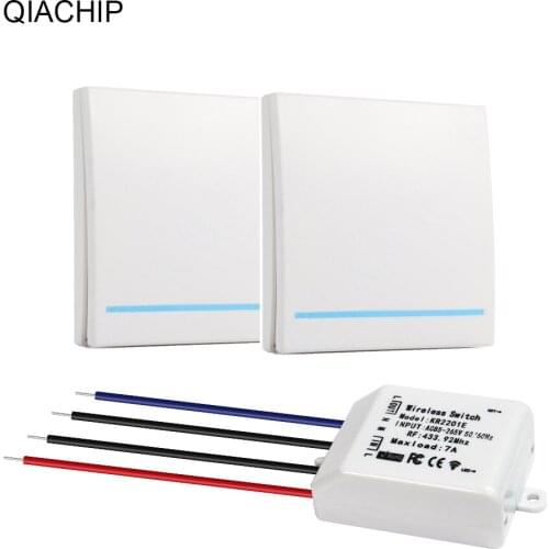 QIACHIP AC 220V 1 CH Wall Panel Wireless Remote Control Switch Smart Home Room + universal AC 85-265V Remote Control Receiver