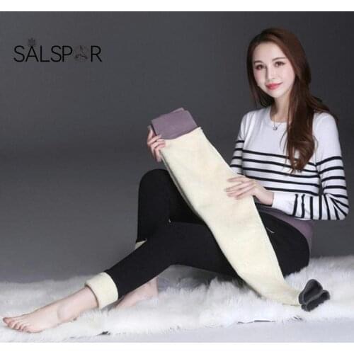 SALSPOR Sexy Thicken Warm Women Leggings Slim High Waist Leggins Warm Elastic Waist Stretch Casual Pants Cotton Pants