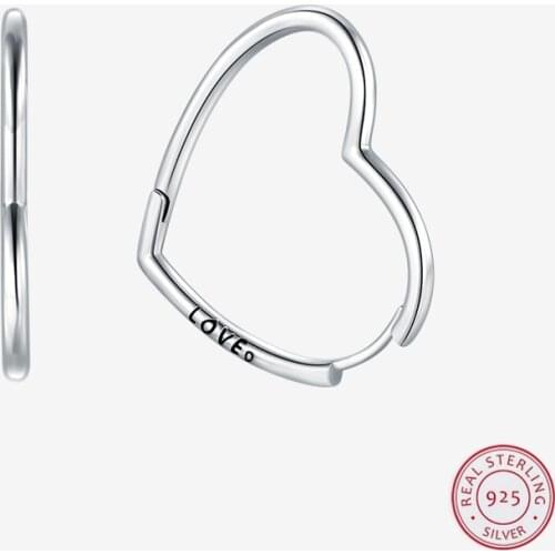 Original 925 Sterling Silver Earrings for women.fashion 925 silver Two Colors Love Heart 2cm / 3cm Hoop Earrings For Women Gift