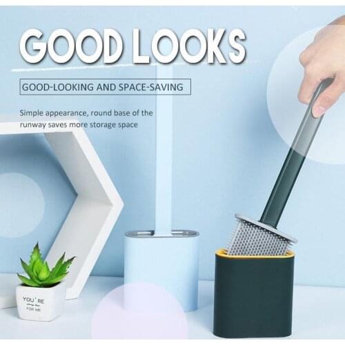 Silicone Toilet Borstel wc-borstel Toilet Brush With Holder Set Cleaning Silicone Bristles Toliet Cleaning Brush with Handle