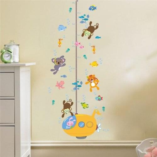 Wall sticker forest monkey Tiger Koala fish swim for kids rooms kids height measure growth graphic decoration wall art sticker