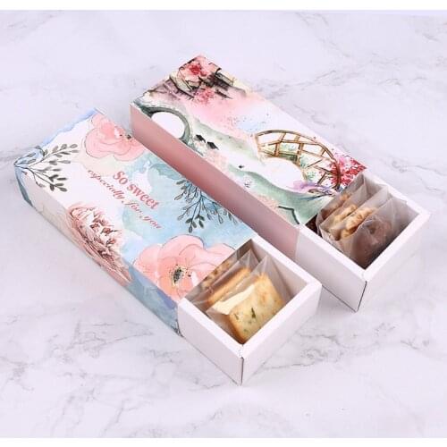Drawer type bakery packing box for mooncake cookies biscuit pastry nougat candy paper gift box W8845
