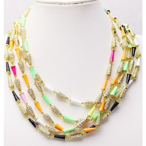 3 Strand Enamel &zircon charms necklace jewelry accessories women Gift for women necklace for women New design 51384