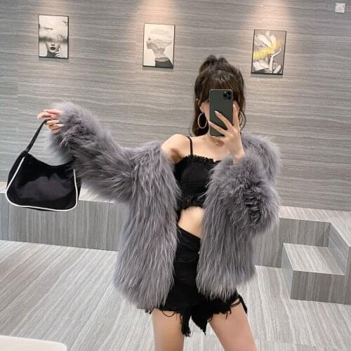 Fried Street fur double-sided knitting 2021 new young raccoon dog fur coat Haining fashion off-season age reduction