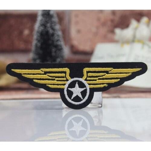 Yellow Military Wing Iron On Patch Clothes Patch For Clothing Girls Boys Embroidered Patch