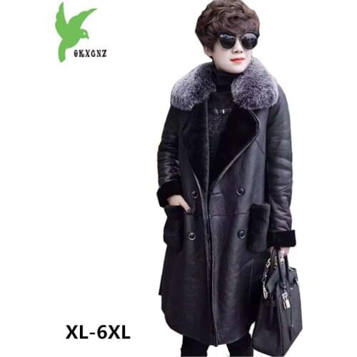 Plus size 6XL Boutique Women Winter Wool Double-faced Fur Coats New Thick Warm Jacket Medium length Fur collar Coats OKXGNZ 1237
