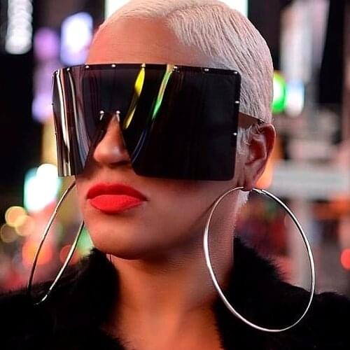 2019 New Oversize Ladies Sunglasses Luxury Rimless Blue Yellow Gradient Sun Glasses Summer Fashion Brand Designer Shades