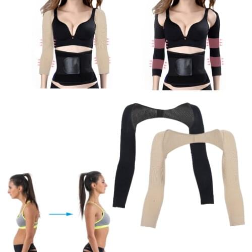 Women Upper Arm Shaper Slimmer Body Shaper Compression Sleeves Humpback Posture Corrector Tops Back Shoulder Shapewear Support