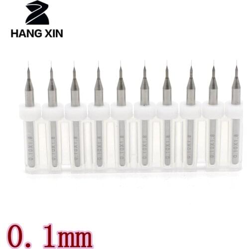 0.1mm 0.15mm 10pcs / set Tungsten Carbide Dremel PCB Drill Set Electric Metal Router Wood Drilling Tools