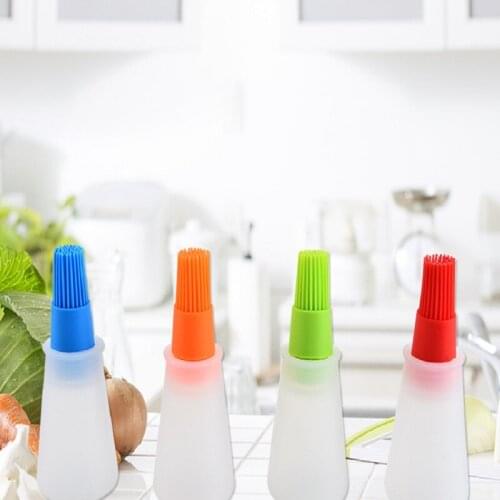 1 Pcs Portable Silicone Oil Bottle with Brush Grill Oil Brushes Liquid Oil Pastry Kitchen Baking BBQ Tool Kitchen Tools for BBQ