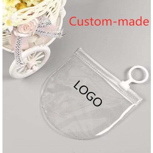 Custom Logo Printed Zipper Storage Jewelry Packaging Ring Bag Socks Packaging Bag Earphone Ear Line Storage Bags PVC Transparent