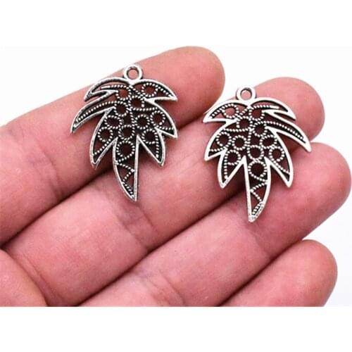 28x21mm 10pcs Antique Silver Plated Leaf Pendants Making DIY Handmade Jewelry