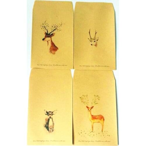 100pcs/lot 16*11cm Deer design Simple Vintage Envelope Mini Greeting Card Letter Envelope Gift