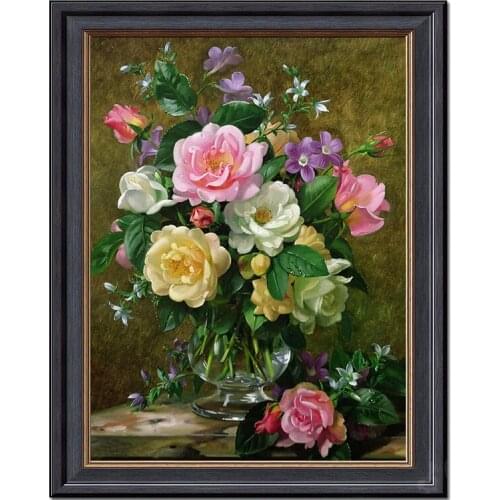 14/16/18/27/28 Needlework,DIY Cross stitch,Sets For Full Embroidery kit,Noble vase rose peony flower Printed Pattern Wedding