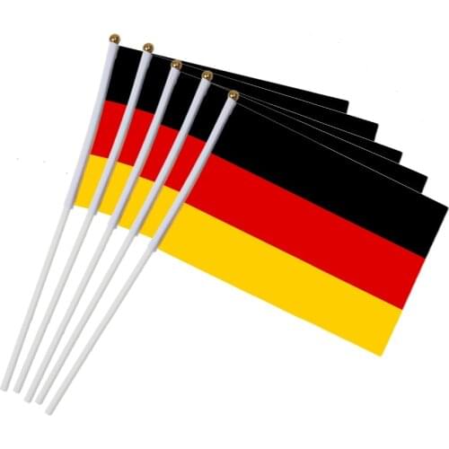 14x21cm 5pcs German flag hand waving flags with Plastic Flagpoles NN015