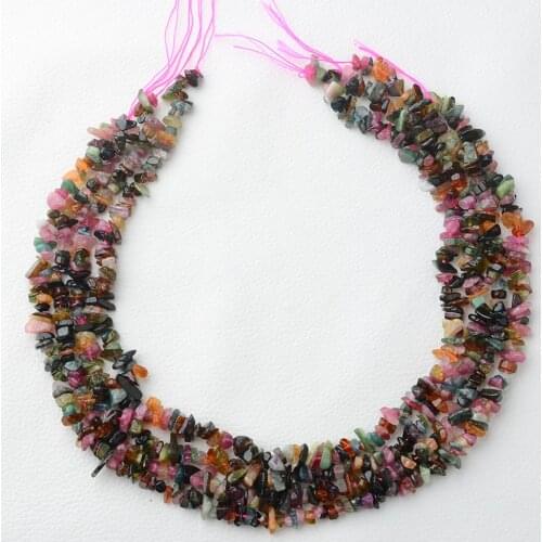 2 strands Natural multicolour Tourmaline Rough Material Chips Beads 6~8mm