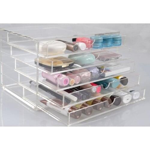 20PCS New Anti-Scratch Clear Transparent Acrylic Makeup Box Organizer Cosmetic Display Jewelry Storage Case 5 Drawers Free ship