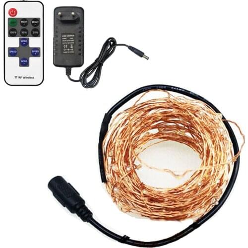 5M 10M Fairy LED Strip light waterproof Copper Wire RF remote String Christmas Wedding Decoration Lights Garden DC 12V power