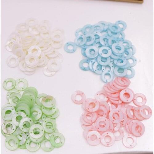 50 PCS 15mm Ring Shell Mother of Pearl White Pink Green Blue Choose