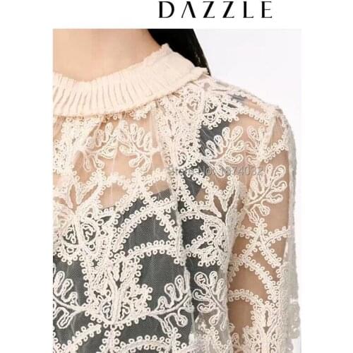 White Lace Fabric Embroidery Cotton Fabric Embroidered Apparel Tissu For Sewing Skirt Dress Cloth Textiles