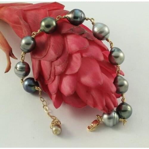 Tahitian Pearls Link Chain Bracelet