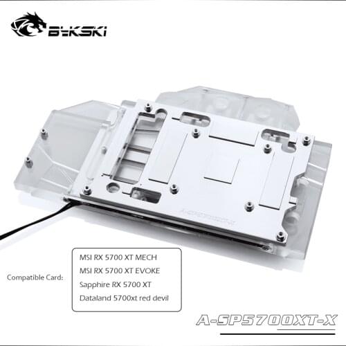 Bykski GPU Cooler For MSI RX 5700 XT MECH/EVOKE ,Sapphire RX 5700 XT,Dataland Red Devil,Full Cover GPU Water Block,A-SP5700XT-X
