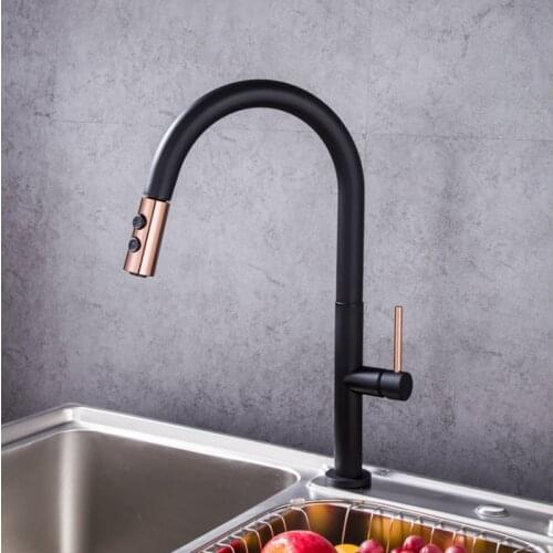 Black Pull Out Kitchen Faucet Hot And Cold Water Mixer Faucet For Kitchen Water Mixer Crane 2 Function Spout
