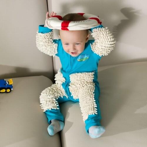 Baby Mop Rompers Outfit Unisex Rompe Boy Girl Polishes Floors Cleaning Mop Suit Cleaning Mop Sui Kids Crawls Toddler Jumpsuit