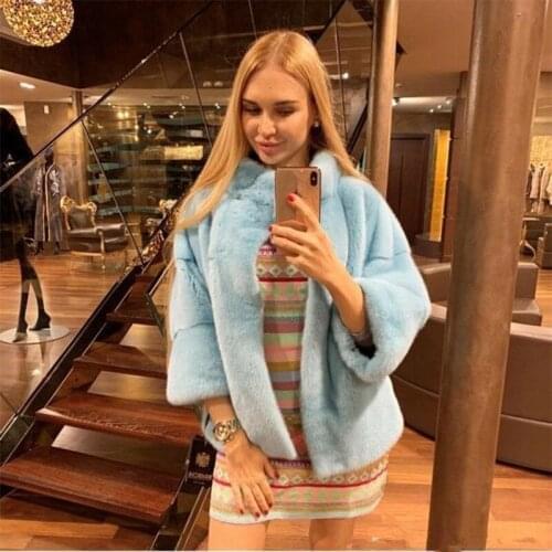 FURSARCAR 2021New Fashion Genuine Natural Mink Fur Short Jacket With TurnDown Collar For Women Winter Luxury Warm Outerwear Coat