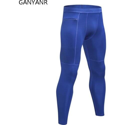 GANYANR Running Tights Men Basketball Sports Skins Leggings Fitness Gym Compression Pants Bodybuilding Training Jogging Football